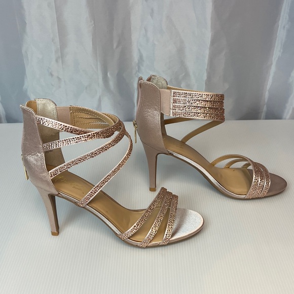 Elegant Strappy Rose Gold Heels v2260 - Picture 3 of 7
